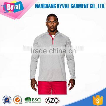 Sports Apparel 1/4 Zipper 100%polyester Long Sleeve Dry Fit Shirts Half Zip Shirts Quick Dry Gym Wear photo-3