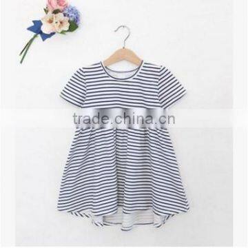 Latest Design Baby Girls Top Clothes Wholesale Infant Stripe Design Dress Girl Child Ruffle Sleeve Dress photo-3