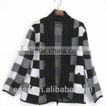 men wool black and white cardigan sweater