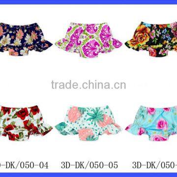 3DDK050 Lovebaby wholesale floral low waist ruffle trim short Floral Print Diaper Covers