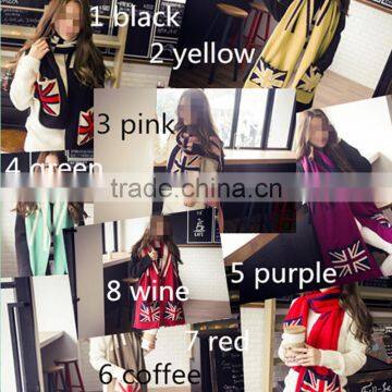 Autumn and Winter Latest Design British Flag Design Knit With Pocket Couple Knit Scarf photo-3