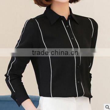 Custom Beautiful Cheap Designs for Women Formal Fashionable Chiffon Long Sleeve Shirts photo-2