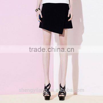 European streetwear mini tight black irregular A-line hip package skirt