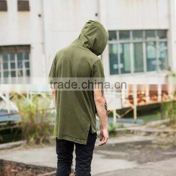 Cotton Short Sleeve Hoodie Army Greem t Shirt Men for Resale photo-2
