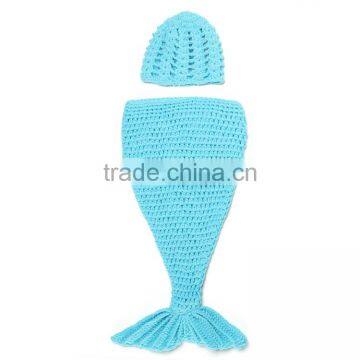 Wholesale Blue Mermaid Tail Cocoon Crochet Baby Clothes M5042802