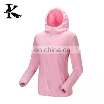 Hight quality zipper up hooded fleece jacket