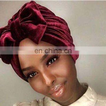 Western Style Popular Headgear CottonI Velvet Plus Size Bow Headwear Cap Of Ladies Hat