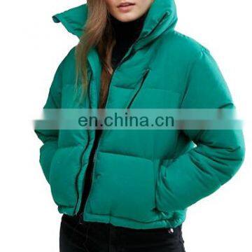 Factory Supplier Directly Women Green Padded Boxy Jacket photo-2