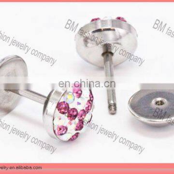 Customized Gemstone Fake Plug Ear Jewelry Cheater Non Body Piercing Jewelry