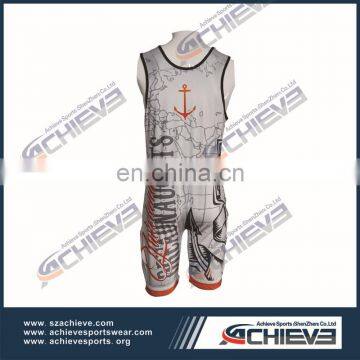 custom sublimation low cut wrestling singlet women