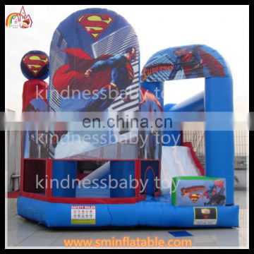 Inflatable superman theme castle, inflatable bouncy castle, air trampoline