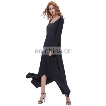 Kate Kasin Womens Casual Loose Long Sleeve Crew Neck Black Irregular Hem Dress KK000711-1 photo-4