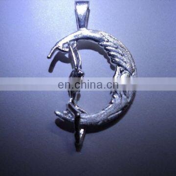 Moon shape 925 Sterling Silver Floating CHARM Pendant