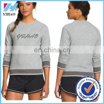 Trade assurance Yihao women sportswear Women's Crewneck Long Sleeve pullover hoodie shirt