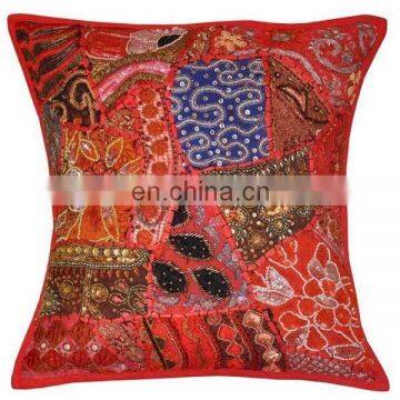 Indian Handmade Cushion Cover Embroidery Patchwork Decor Pillow Beaded Covers 16 Embroidered Ethnic Decorative Vintage Cases Art photo-6
