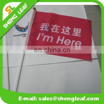 Cheap custom hand held flags with Polyester Flagpole