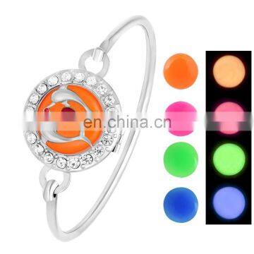Hot sale Luminous colorful glow in the dark american diamond dolphin shaped bangles