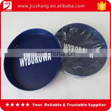 Round blue anti-skidding hard plastic bar condiment food serving tray with printing logo