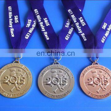 2015 new medals embossed 3D design for Saudi Aramco staff award medal trophies