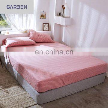 100% Cotton Knit Fabric Fitted Sheet Mattress Protector Queen Size Mattress Cover Four Side Elastic photo-4