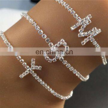 Браслет с именем из 26 букв, индивидуальный теннисный браслет, браслет с буквами и кристаллами, браслет для лодыжки