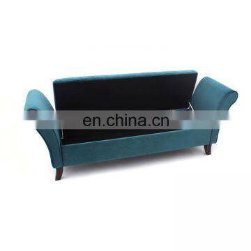 Customized Largest Long Large Wooden Seat Velvet Sofa Chair Big Bench With Big Storage Space Open Lid photo-5