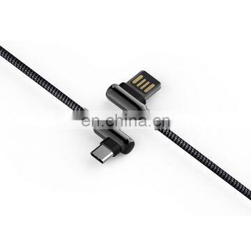 2019 Micro USB Cable USB Fast Charger Nylon Cord Micro USB 90 Degree Data Cable photo-4