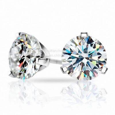 Real 1.5 Carat Round Moissanite Stud Earrings For Women 100% 925 Sterling Silver Sparkling Wedding Party Fine Jewelry Gift