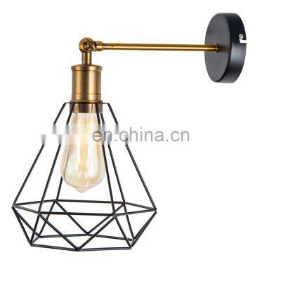 Adjustable Arm Simple Design Metal Wall Lamps E27 with Cage Shade