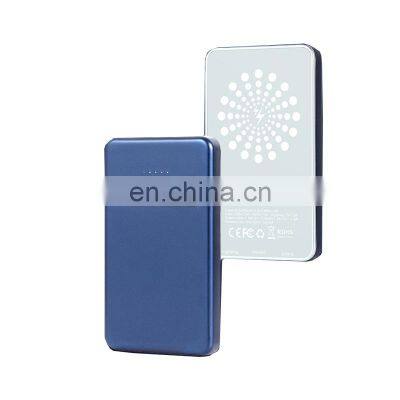 Gold Supplier Mini Ultrathin 15W 5000mah Battery Cellphone Powerbank Magnetic Safe Qi Wireless Power Bank Charger for Iphone