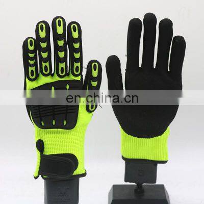 Anti-slip Sandy Nitrile Coated Cut Resistant TPR High Impact Glove Mechanic Gloves