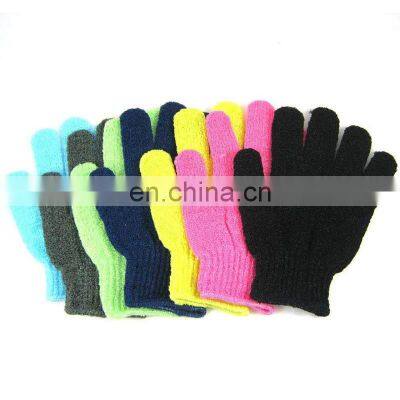 HUAYI Nylon Five Fingers Mitt Massage Dead Skin Remover Body Exfoliator Gloves Body Scrubber Shower Exfoliating Bath Gloves