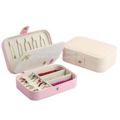 Beige Pink Light Pink 3 Colors Leather Jewelry Box Mini Jewelry Storage Box