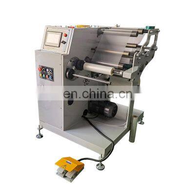 Small cheap Two Shafts Aluminium Foil Household Foil PE Cling Film Roll Rewinding Machine