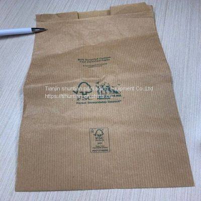 Recyclable Bread Packing Kraft Paper FSC 80% recycled ribbed kraft brown paper bag