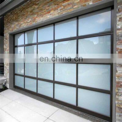 Aluminum Alloy Frosted Glass Modern New Black Sectional Panel Garage Door