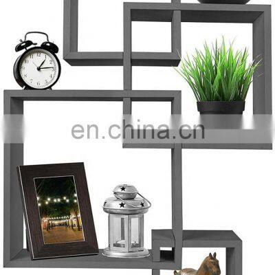 Decorative 4 Cube Intersecting Wall Mounted Floating Shelf White Finish Corner Wall Mount Shelf photo-2