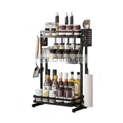 Installation-free Three-layer Stainless Steel Kitchen Spice storage Rack Foldable Kitchen rack