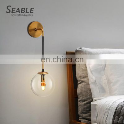 Wholesale Decoration Indoor Bedroom Living Room Bronze Smoke Grey Metal Glass Modern Wall Lamp