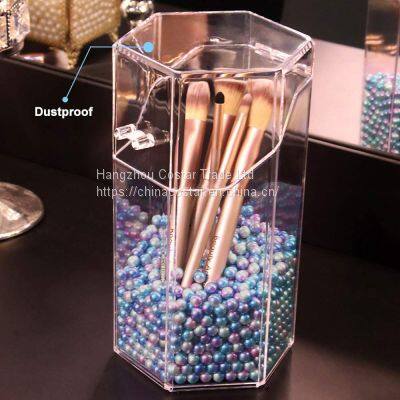 Hexagon Shaped Makeup Brush Holder Dustproof Comestic Brushes Organizer Storage photo-2
