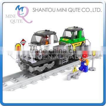 Mini Qute DIY intellect train rail track Transport vehicle action figure plastic building block model educational toy NO.25412