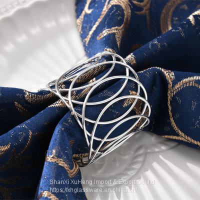 Wire Loop Napkin Ring Loop Napkin Ring Silk Cloth Ring Napkin Buckle Gold Cross Border Spot Wedding Metal Stainless Steel photo-3