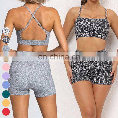 New Cross Back Sports Bra High Waist Butt Lift Leggings Yoga Suit Wholesale Gym Fitness Sets 2 Piece Yoga Set For Women photo-2