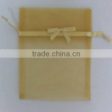 8*14cm yellow color with butterfly transparent organdy ribbon gift bags/bow wrapping pouches