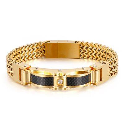 Luxury Bracelet for Men Gold Color 12MM Wide Stainless Steel Square Franco Link Chain Men's Wrist Bracelets With Magnet Clasp photo-3