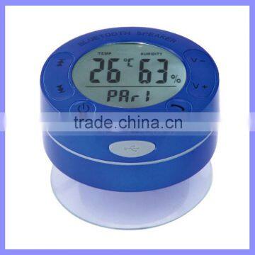 High-End Touch Screen LCD Speakers Waterproof Bluetooth Sucker Shower FM Speaker With Clock Temperature Humidity Display