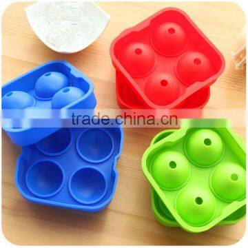 Custom various color non-stick silicone ice ball molds 4*4.5cm sphere whisky ice ball maker