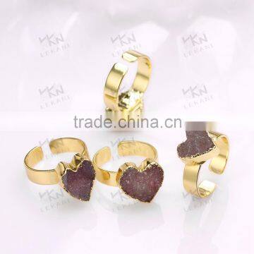 Available stock jewelry natural crystal heart ring design wholesale