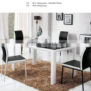 Morden dining furniture set design glass dining table and chair