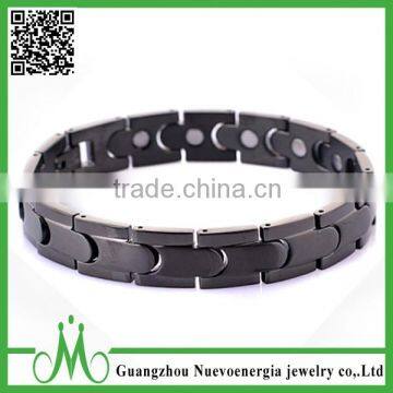 Small MOQ Black Plated stainless steel magnetic bracelet benefits